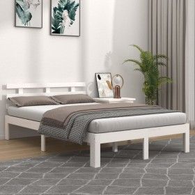 Estructura de cama madera maciza blanca King Size 150x200 cm de vidaXL, Camas y somieres - Ref: Foro24-814760, Precio: 142,83...
