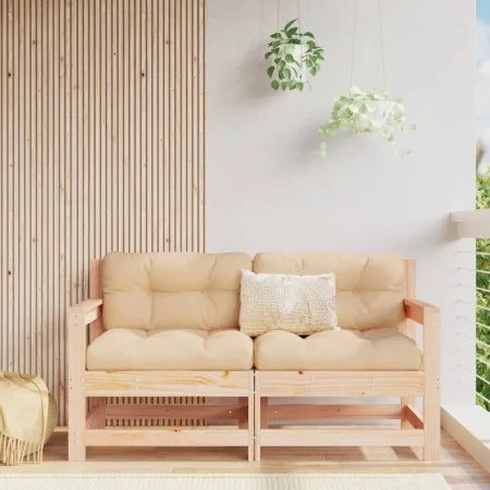 Garden armchairs with cushions 2 pcs solid pine wood by vidaXL, Modular outdoor sofas - Ref: Foro24-825590, Price: 168,52 €, ...