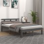 Estructura de cama madera maciza gris King Size 150x200 cm de vidaXL, Camas y somieres - Ref: Foro24-814761, Precio: 156,37 €...