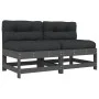Zentralsofas mit Kissen, 2 Stück, massives graues Kiefernholz von vidaXL, Modulare Sofas für den Außenbereich - Ref: Foro24-8...