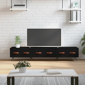 Mueble de TV madera de ingeniería negro 150x36x30 cm en Muebles TV | Comprar online en Foru.es
