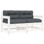 Sillones de jardín con cojines 2 uds madera maciza pino blanco de vidaXL, Sofás modulares de exterior - Ref: Foro24-825591, P...