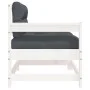 Sillones de jardín con cojines 2 uds madera maciza pino blanco de vidaXL, Sofás modulares de exterior - Ref: Foro24-825591, P...
