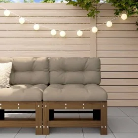 Central sofa with solid honey brown pine wood cushions by vidaXL, Modular outdoor sofas - Ref: Foro24-825663, Price: 115,37 €...