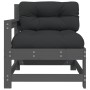 Sillones de jardín con cojines 2 uds madera maciza de pino gris de vidaXL, Sofás modulares de exterior - Ref: Foro24-825592, ...