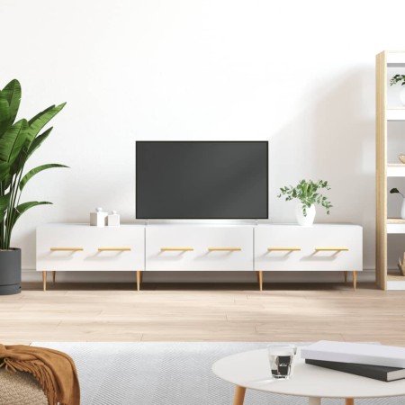 Mueble de TV madera de ingeniería blanco brillo 150x36x30 cm en Muebles TV | Comprar online en Foru.es