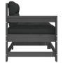 Sillones de jardín con cojines 2 uds madera maciza de pino gris de vidaXL, Sofás modulares de exterior - Ref: Foro24-825592, ...