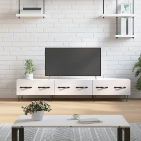 Mueble de TV madera de ingeniería blanco brillo 150x36x30 cm en Muebles TV | Comprar online en Foru.es