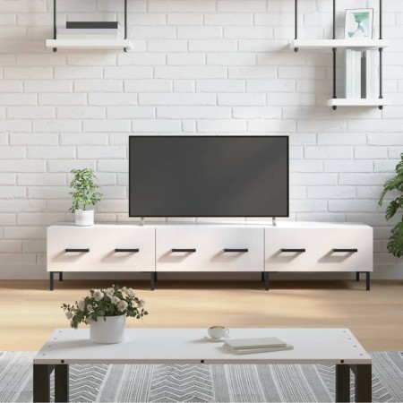 Mueble de TV madera de ingeniería blanco brillo 150x36x30 cm en Muebles TV | Comprar online en Foru.es
