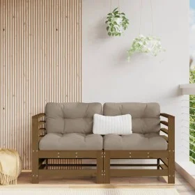 Corner sofas and cushions 2 pcs solid honey brown pine wood by vidaXL, Modular outdoor sofas - Ref: Foro24-825684, Price: 238...