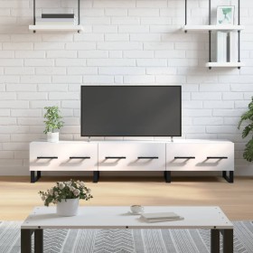 Mueble de TV madera de ingeniería blanco brillo 150x36x30 cm en Muebles TV | Comprar online en Foru.es