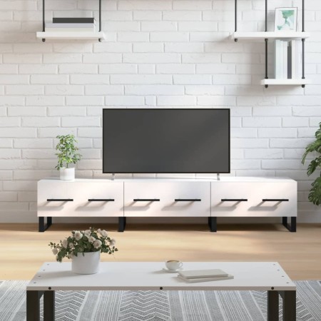 Mueble de TV madera de ingeniería blanco brillo 150x36x30 cm en Muebles TV | Comprar online en Foru.es