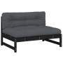 Sofá central madera maciza de pino negro 120x80 cm de vidaXL, Sofás modulares de exterior - Ref: Foro24-825734, Precio: 131,2...