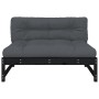 Sofá central madera maciza de pino negro 120x80 cm de vidaXL, Sofás modulares de exterior - Ref: Foro24-825734, Precio: 131,2...