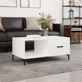 Mesa de centro madera contrachapada blanco brillo 90x50x40 cm en Mesas de centro | Comprar online en Foru.es