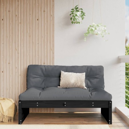 Sofá central madera maciza de pino negro 120x80 cm de vidaXL, Sofás modulares de exterior - Ref: Foro24-825762, Precio: 211,4...