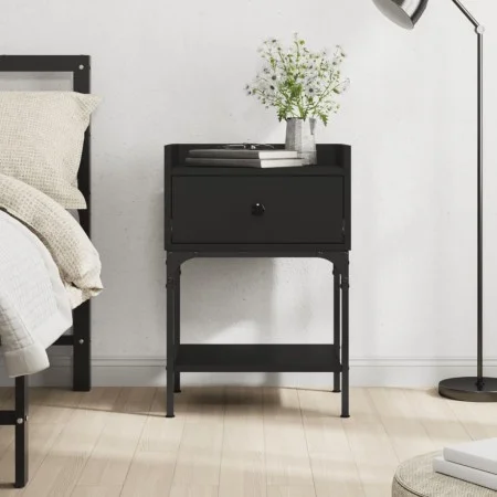 Mesita de noche madera de ingeniería negro 40,5x31x60 cm de vidaXL, Mesitas de noche - Ref: Foro24-825893, Precio: 46,00 €, D...