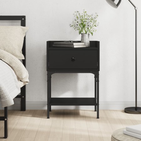 Mesita de noche madera de ingeniería negro 40,5x31x60 cm de vidaXL, Mesitas de noche - Ref: Foro24-825893, Precio: 46,73 €, D...