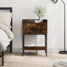 Mesita de noche madera de ingeniería roble ahumado 40,5x31x60cm de vidaXL, Mesitas de noche - Ref: Foro24-825897, Precio: 42,...