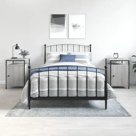 Mesitas de noche 2 uds madera contrachapada gris 40x42x60 cm de vidaXL, Mesitas de noche - Ref: Foro24-825870, Precio: 69,27 ...