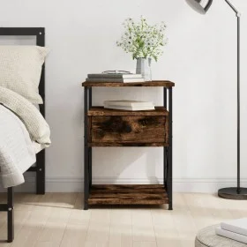 Mesita de noche madera de ingeniería roble ahumado 40x42x55 cm de vidaXL, Mesitas de noche - Ref: Foro24-826077, Precio: 49,6...