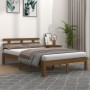 Estructura de cama madera maciza marrón miel 200x200 cm de vidaXL, Camas y somieres - Ref: Foro24-814777, Precio: 156,85 €, D...