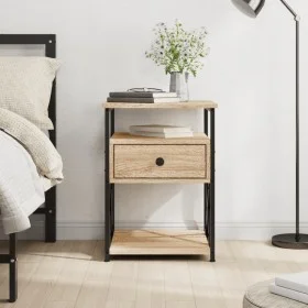 Mesita de noche madera de ingeniería roble Sonoma 40x42x55 cm de vidaXL, Mesitas de noche - Ref: Foro24-826075, Precio: 59,88...