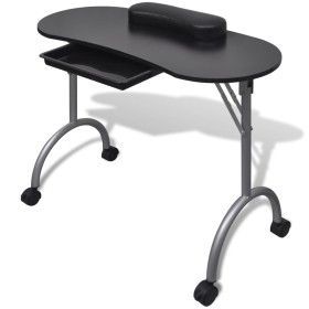 Mesa de manicura plegable con ruedas negra de vidaXL, Juegos de útiles para manicura - Ref: Foro24-110123, Precio: 81,47 €, D...