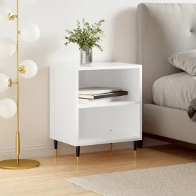 Mesita de noche madera de ingeniería blanco brillo 40x30x50 cm de vidaXL, Mesitas de noche - Ref: Foro24-826768, Precio: 35,5...