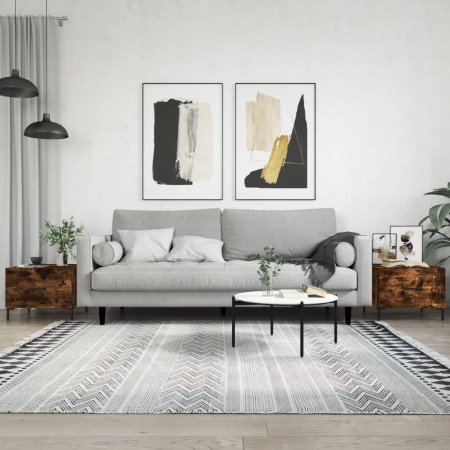 Mesa de centro 2 uds madera ingeniería roble ahumado 50x50x40cm en Mesas de centro | Comprar online en Foru.es