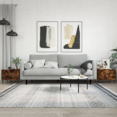 Mesa de centro 2 uds madera ingeniería roble ahumado 50x50x40cm en Mesas de centro | Comprar online en Foru.es