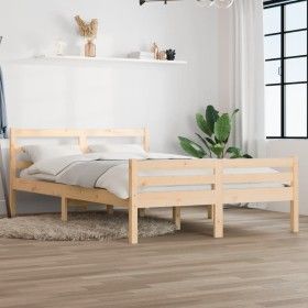 Estructura de cama de matrimonio madera maciza 135x190 cm de vidaXL, Camas y somieres - Ref: Foro24-814794, Precio: 119,62 €,...