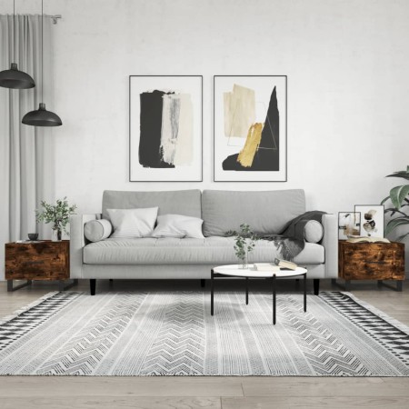 Mesa de centro 2 uds madera ingeniería roble ahumado 50x50x40cm en Mesas de centro | Comprar online en Foru.es