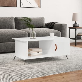 Mesa de centro madera contrachapada blanco brillo 90x50x40 cm en Mesas de centro | Comprar online en Foru.es