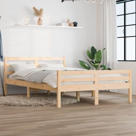 Estructura de cama de madera maciza 140x190 cm de vidaXL, Camas y somieres - Ref: Foro24-814799, Precio: 121,46 €, Descuento: %