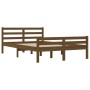 Estructura de cama doble madera maciza marrón miel 135x190 cm de vidaXL, Camas y somieres - Ref: Foro24-814797, Precio: 137,8...