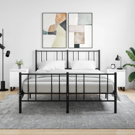 Mesitas noche 2 uds madera ingeniería blanco brillo 40x30x50 cm de vidaXL, Mesitas de noche - Ref: Foro24-826849, Precio: 77,...