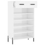 Mueble zapatero madera contrachapada blanco brillo 60x35x105 cm en Armarios y almacenamiento | Comprar online en Foru.es