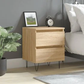 Mesita de noche madera de ingeniería roble Sonoma 40x35x50 cm de vidaXL, Mesitas de noche - Ref: Foro24-826882, Precio: 50,22...