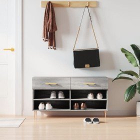 Banco zapatero madera de ingeniería gris Sonoma 102x35x55 cm en Zapateros y organizadores de calzado | Comprar online en Foru.es