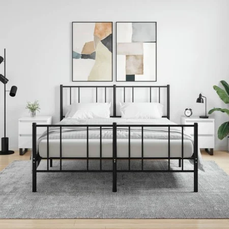 Bedside tables 2 units engineered wood white gloss 40x35x50 cm by vidaXL, Nightstands - Ref: Foro24-826897, Price: 99,06 €, D...