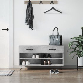 Banco zapatero madera de ingeniería gris hormigón 102x35x55 cm en Zapateros y organizadores de calzado | Comprar online en Foru.
