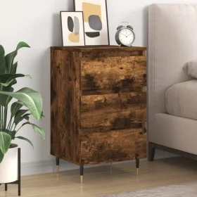 Mesita de noche madera de ingeniería roble ahumado 40x35x69 cm de vidaXL, Mesitas de noche - Ref: Foro24-826918, Precio: 54,5...
