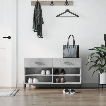 Banco zapatero madera de ingeniería gris hormigón 102x35x55 cm en Zapateros y organizadores de calzado | Comprar online en Foru.