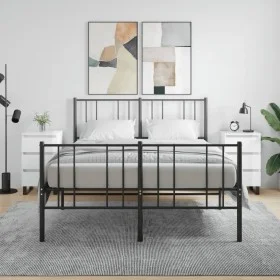 Mesitas noche 2 uds madera ingeniería blanco brillo 40x35x69 cm de vidaXL, Mesitas de noche - Ref: Foro24-826945, Precio: 129...