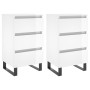 Mesitas noche 2 uds madera ingeniería blanco brillo 40x35x69 cm de vidaXL, Mesitas de noche - Ref: Foro24-826945, Precio: 131...