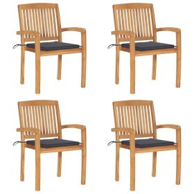 Sillas de jardín apilables 4 uds madera de teca con cojines en Sillas de jardín | Comprar online en Foru.es
