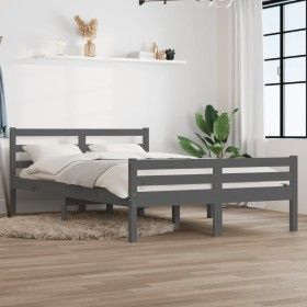 Estructura de cama madera maciza gris 120x200 cm de vidaXL, Camas y somieres - Ref: Foro24-814816, Precio: 118,82 €, Descuent...