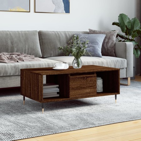 Mesa de centro madera contrachapada marrón roble 90x50x36,5 cm en Mesas de centro | Comprar online en Foru.es