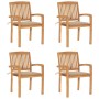 Sillas de jardín apilables 4 uds madera de teca con cojines en Sillas de jardín | Comprar online en Foru.es